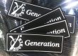 Logo may hình chữ nhật thương hiệu generation màu trắng trên nền đen